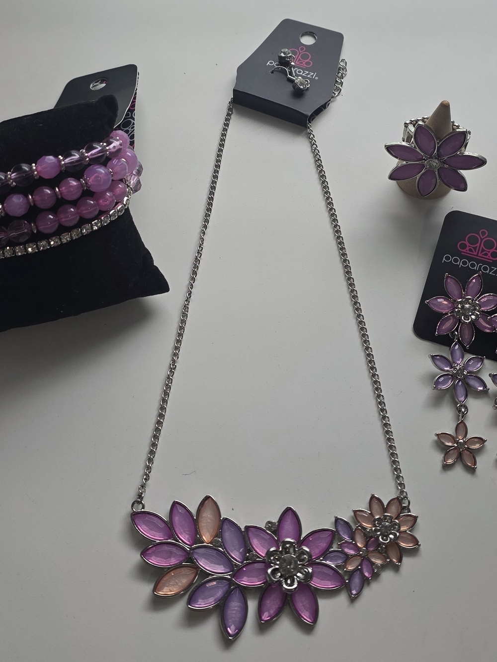 paparazzi Pink and Lavender Petal Cluster Necklace